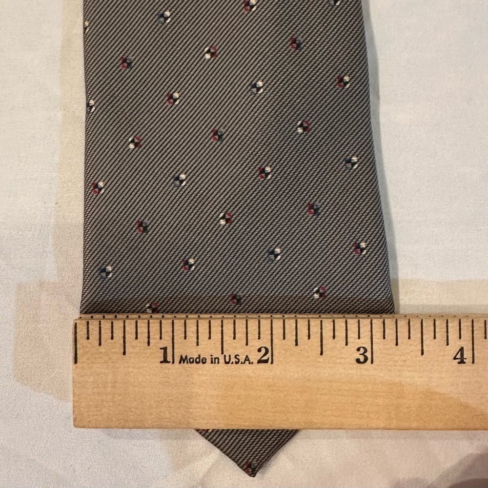 Christian Dior All Silk Diagonal Lines & Dots Design Print Mens Neck Tie Gray - Picture 4 of 6